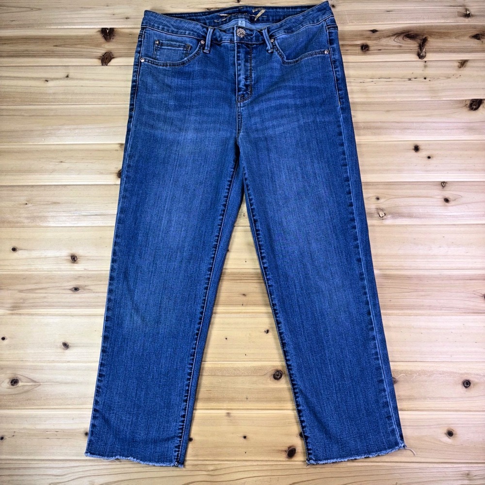 Seven 7 Jeans Womens 8 Tower Straight Crop Medium Wash High Rise Denim Blue Jean